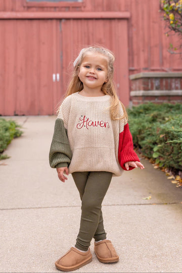 Ribbed Bamboo Leggings - Green or Red Christmas Coordinating