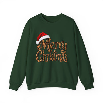 Merry Christmas Leopard Print Holiday Crewneck Sweatshirt
