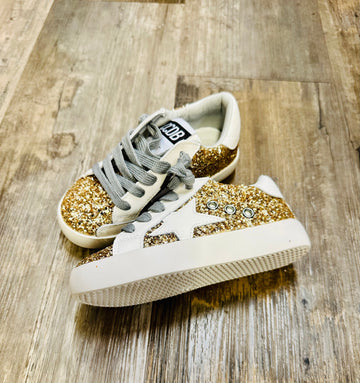 Gold Glitter White Star