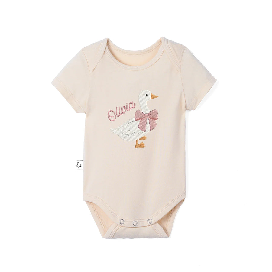 'Silly Goose' Bamboo Embroidered Baby Bodysuit