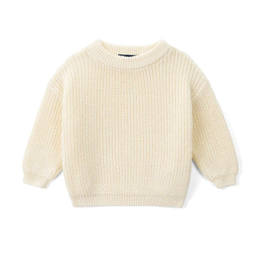 Classic Knit Baby Sweater in Cream
