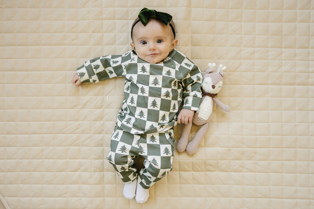 Checkered Christmas Trees Organic Cotton Set *0-3 & 3-6 months